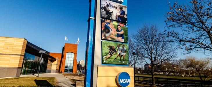 Indianapolis - Circa March 2018: National Collegiate Athletic Association Headquarters. The NCAA regulates athletic programs of many colleges and universities II